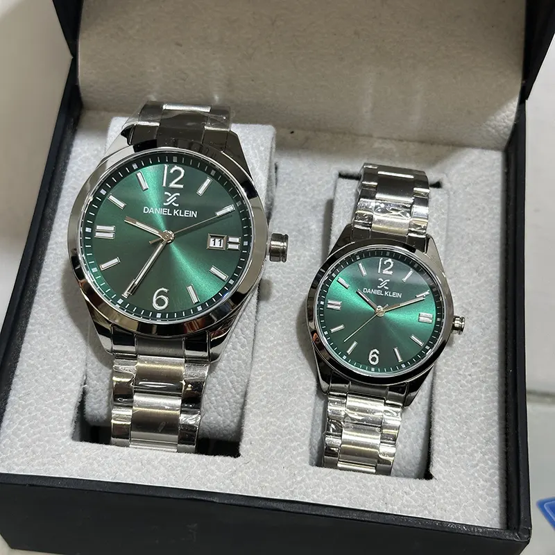 Daniel Klein Green Dial Couple Watch Set- DK.1.13753-4